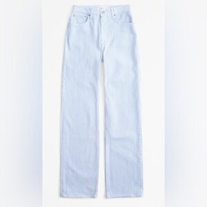 Abercrombie & Fitch Light Blue and White Striped Pants